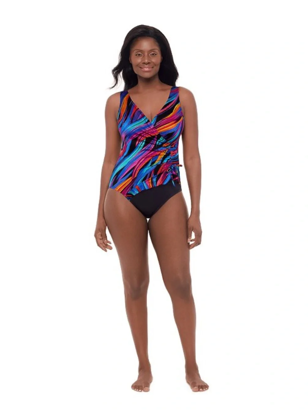 NWT Women's Great Lengths Entangled Ruffle Surplice One Piece Swimsuit - 14 I69